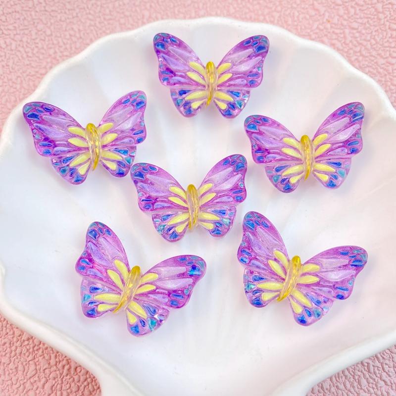10Pcs New Cute Cartoon Colorful Butterflies Series Flat Back Ornament Jewelry Bows Accessories