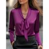 IHUASU Women's Fashion Casual Solid Color Print Long Sleeve V Neck Blouses & Shirts