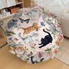 1PC Cats Flowers Umbrella-8-Rib Reinforced Portable Folding Travel Suitable for All Seasons Outdoor Daily Use Is an Ideal Choice  -K0386