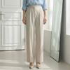 Melting Brown Women Semi Wide Slacks High Waist Pintuck Wide Pants