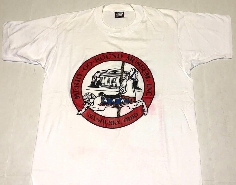 Rare! 1980s Merry Go Round Museum Sandusky Ohio T-Shirt New MEDIUM Single Stitch Unisex T-Shirt