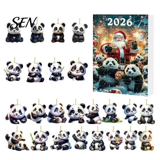 Cute Animal Hanging Ornaments Panda Advent Calendars 2026, 2D Acrylic for Creative Christmas Gifts Children Xmas Tree, 24 Days Countdown Calendar,