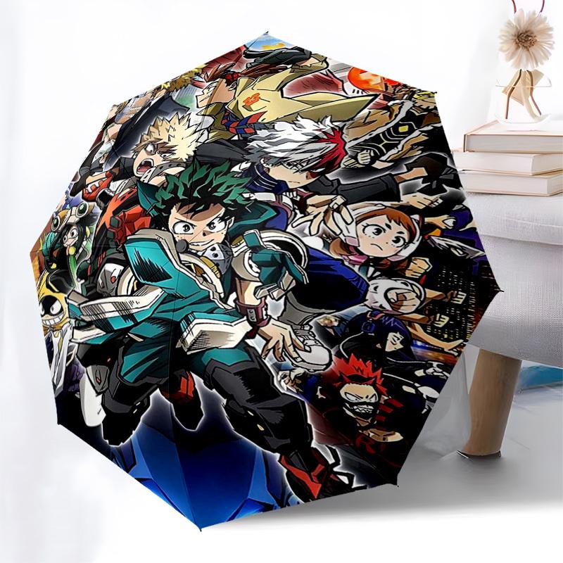 1pc My Hero Academia Outdoor Umbrella - Automatic Opening/Closing, Portable Tri-Fold Design with 8-Rib Iron Frame - Perfect Gift for Fans, Travel