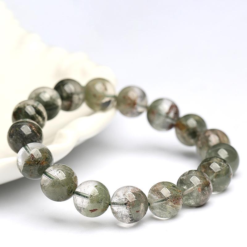 Hongchu Crystal Natural Monet Garden Green Phantom Quartz Bracelet Treasure Bowl Green Phantom Quartz Bead Bracelet