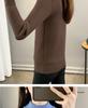 2025 Autumn/Winter Women's Plus Velvet Thick Warm One-Piece Knit Base Layer Sweater with Half-High Collar - Stylish & Slimming