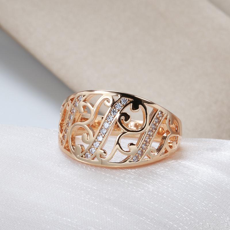 Kinel Hollow Flower Rose Gold Bridal Wedding Rings