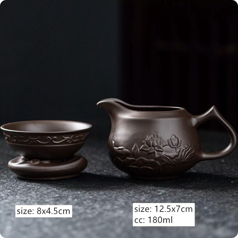 Service à thé rétro fait main en argile violette, tasse de thé, accessoires pour la cérémonie du thé, séparateur de thé domestique, passoire à thé Chahai