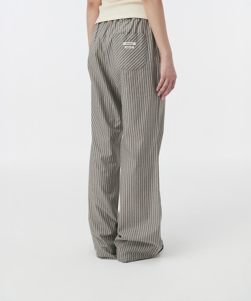 Ohesio Stripe Bootscut Banding Pants, Brown