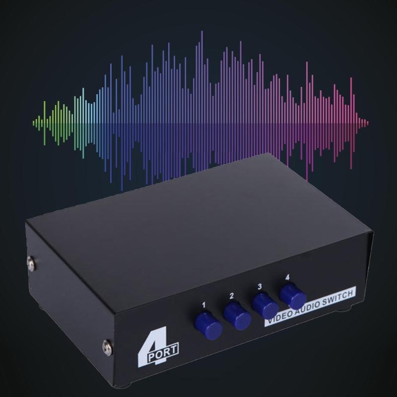 Portable 4 In 1 Out Video Switcher for Video L/R Stereo Audios Devices Compatible for Game Consoles Video Receivers