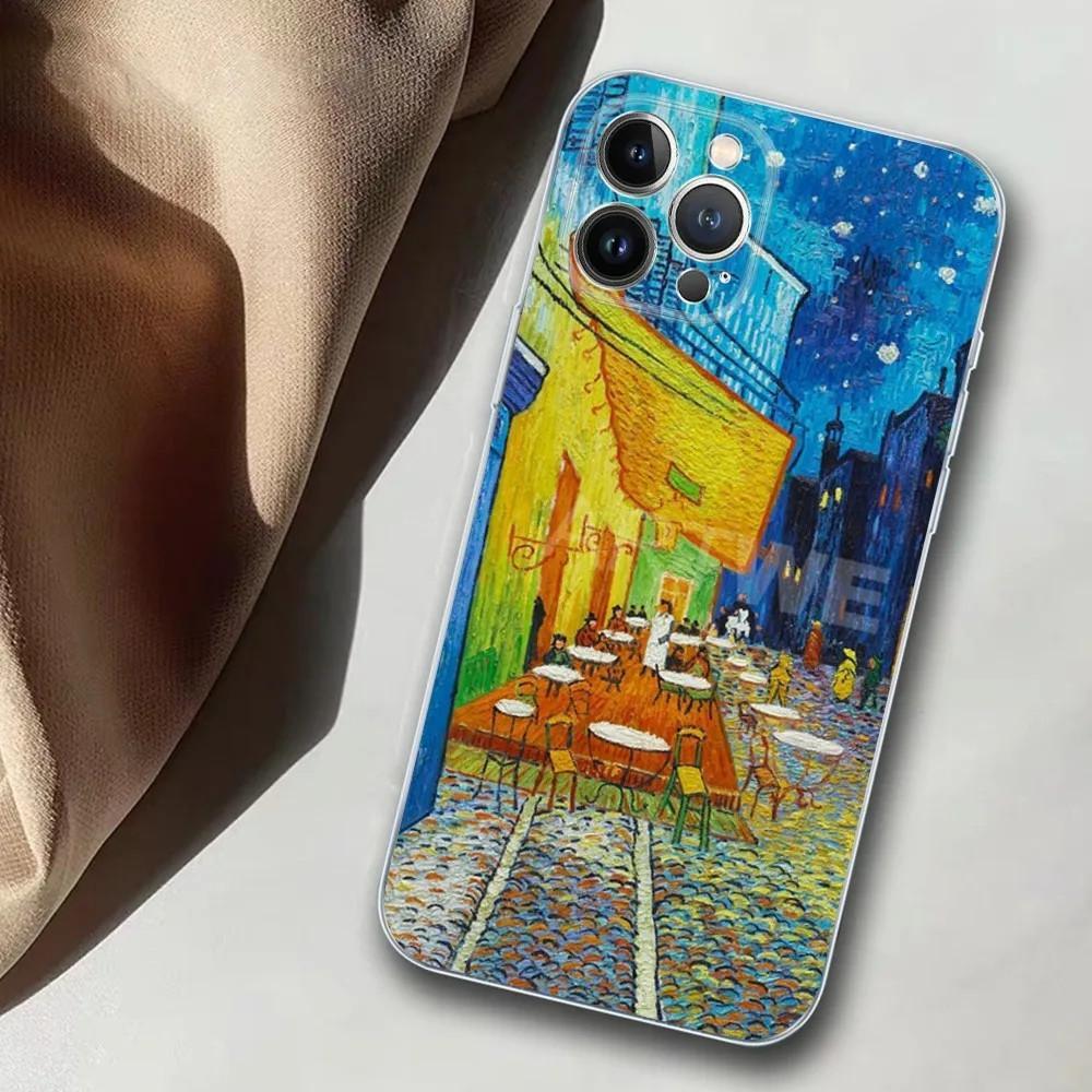 Applicable à l'étui de téléphone portable iPhone13ProMax Étui de téléphone portable Van Gogh, peint anti-chute pour la main anti-chute