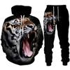 Personality Roaring Tiger 3D Printed Men's Hoodie/Set Cool Sweatshirts+Trousers Suit Tracksuit Sportswear Fashion Couple Outfits