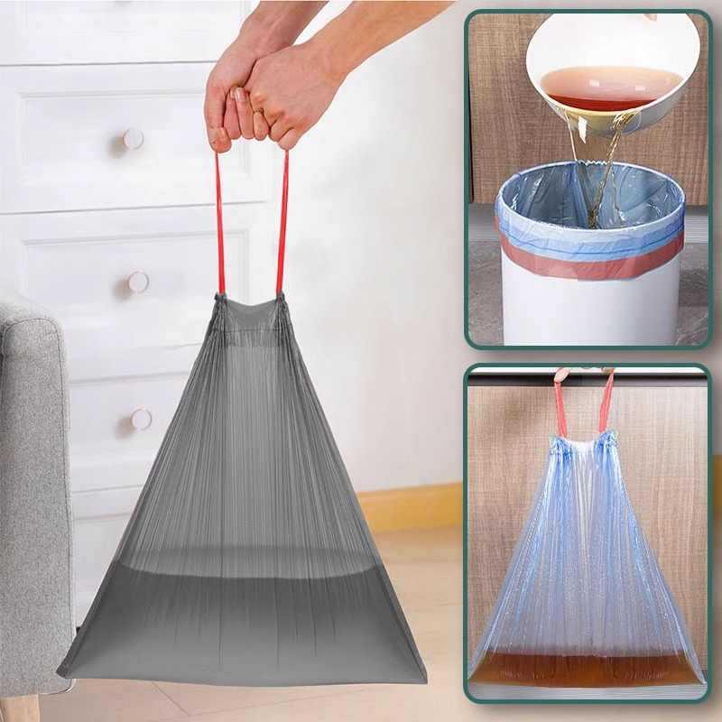 100 Large Drawstring Trash Bags, Black and Thickened for Home, Kitchen, Dorm, Office