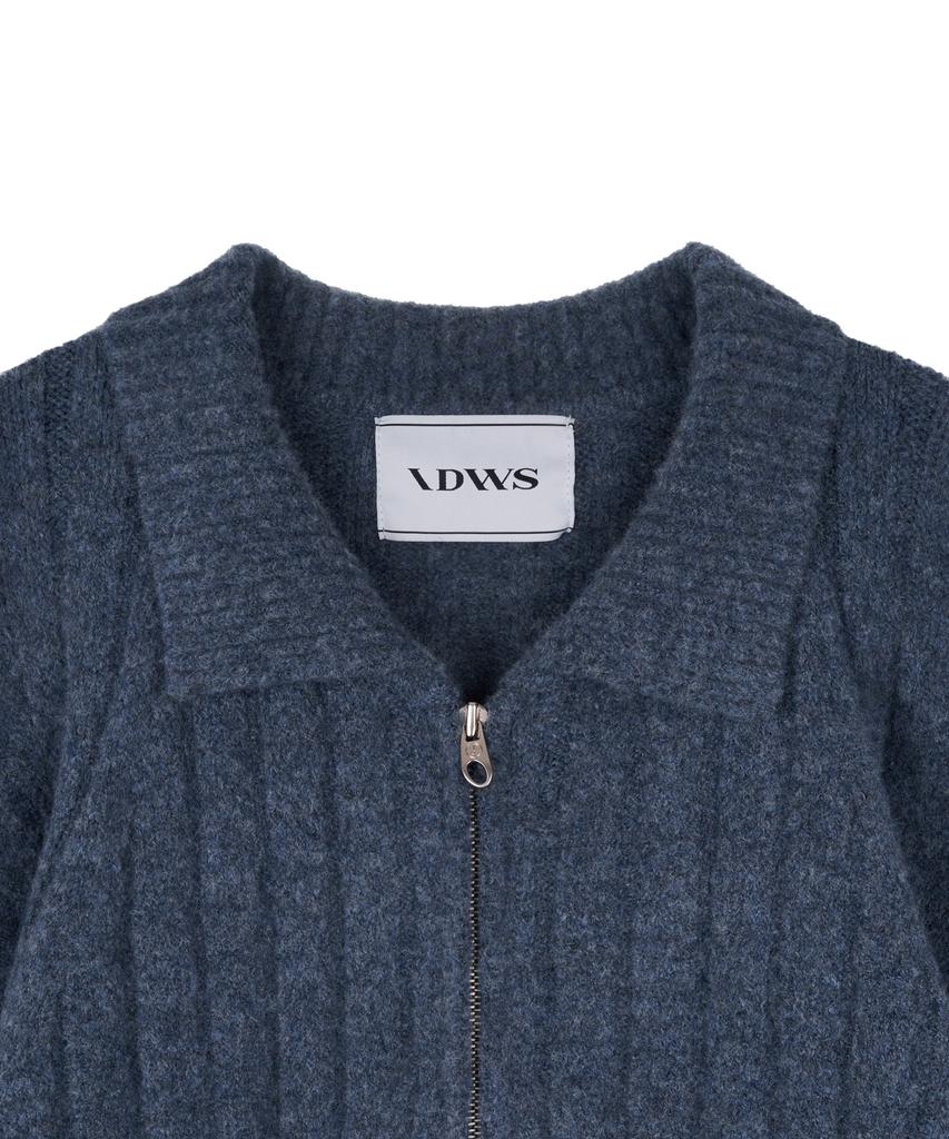 Idws Wave Line Boucle Collar Knit Blue
