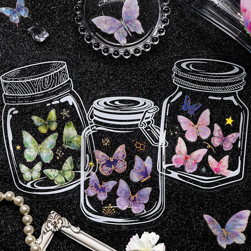 4 Pcs Bronzing Butterfly Stickers Planner Decorative Adhesive Diy Hand Account Diary Album Scrapbooking Accessories