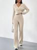 High-End Women's V-Neck Knit Cardigan & Wide-Leg Pants Two-Piece Set for Autumn/Winter