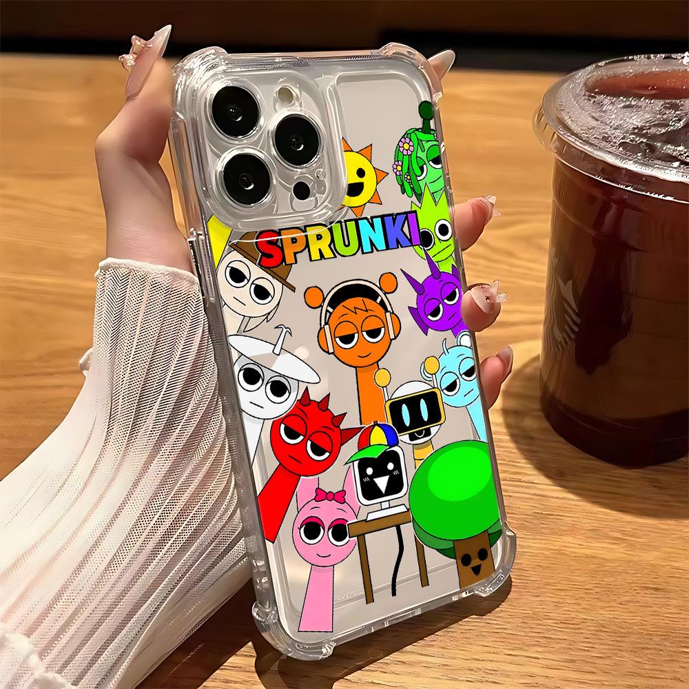 Cartoon S-Sprunkis Game Phone Case For IPhone 16e 16 15 14 13 12 11 Mini Pro Max X XR XSMax 7 8 Plus Anti Fall Transparent Cover