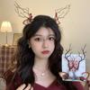 Christmas Deer Hair Clips for Women, Fairy Forest Elf Antler Headband, Fuzzy Pair Clips for Photos, Xmas Gift Accessories