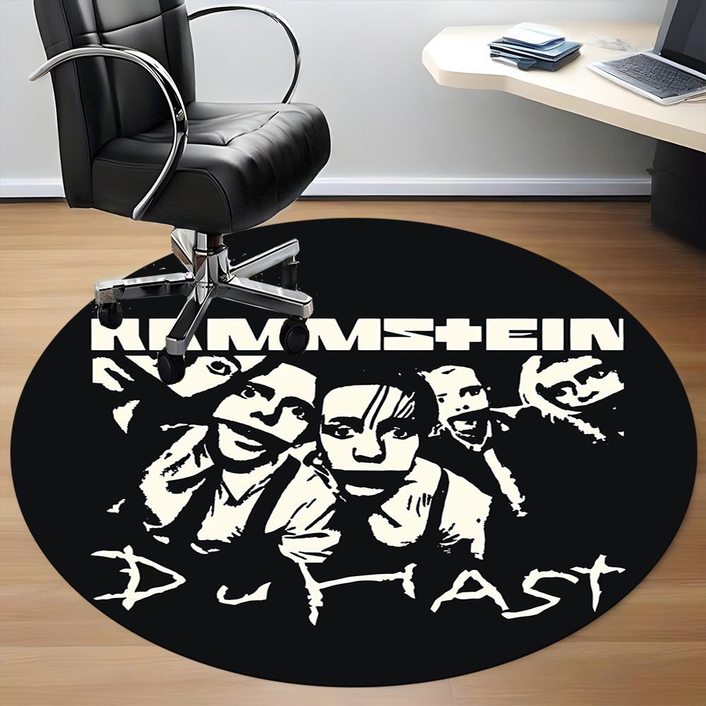 1pc Rammstein, Du Hast Office Round Area Rug, Under Office Chairs Bedroom Living Room Home Decor A1022339
