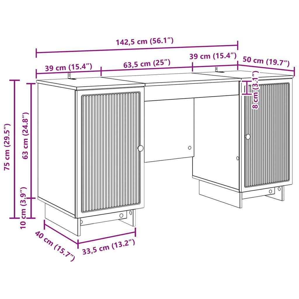 Desk Concrete Grey Particleboard 142.5 x 50 x 75 cm