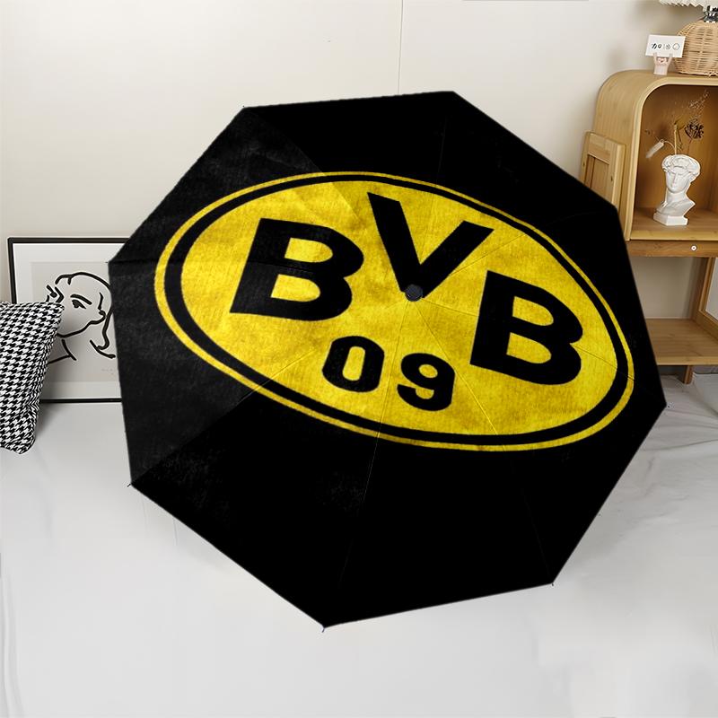 Borussia Dortmund Thema Automatischer Regenschirm, Leicht & Tragbar, 8 Speichen, Perfekt für Reisen im Freien, Geburtstage, Weihnachten, Geschenke.