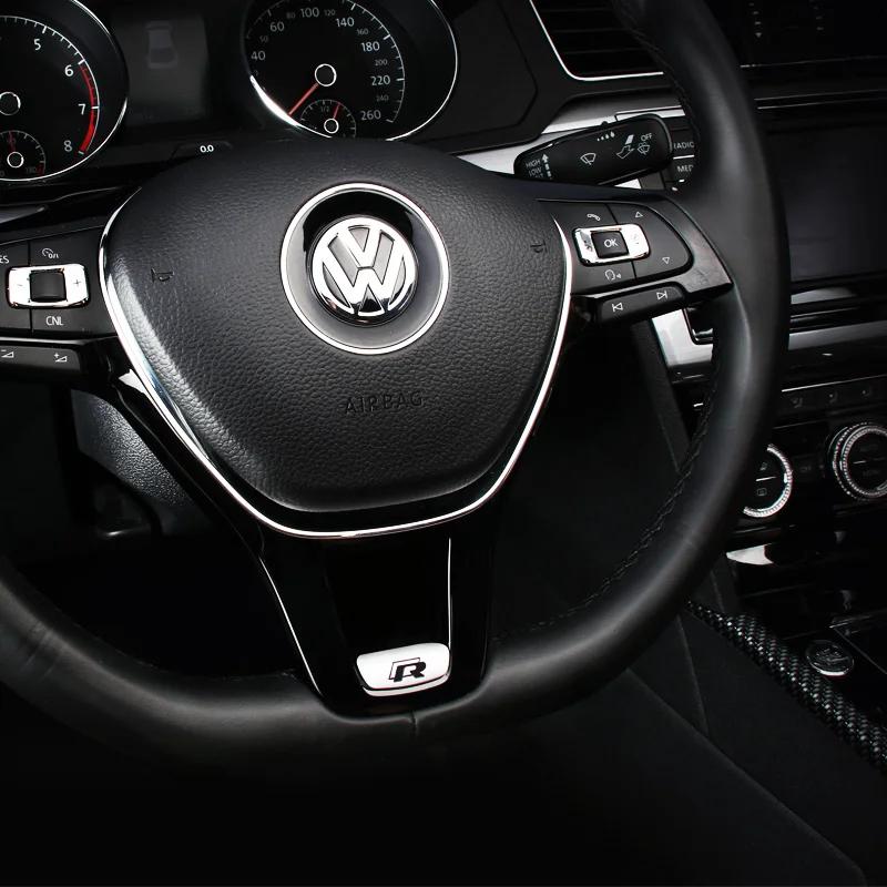 Varmt 1 stk VW Bil Ratt Dekorativt Deksel R Line Emblemer Klistremerke For Volkswagen R-Line R GTI Polo T5 T-ROC Golf Passat Scir
