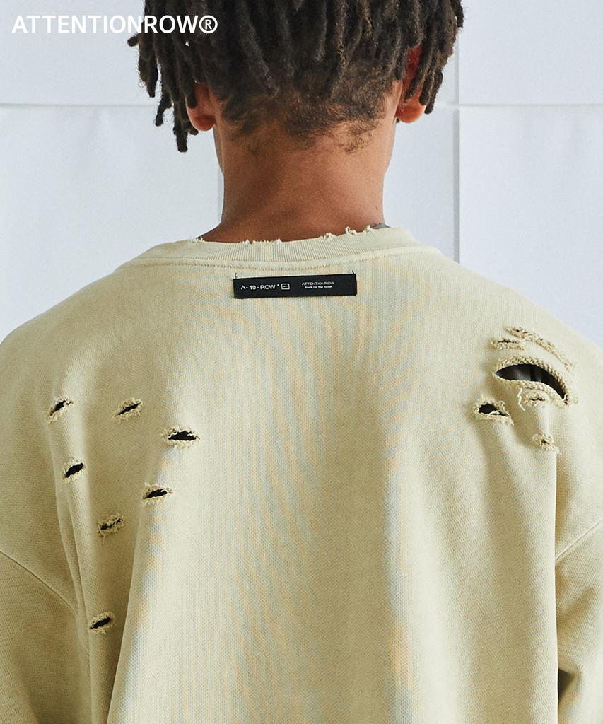 ATTENTIONROW Distressed Ver.2 Pigment Sweatshirt (8 Colors) (Type A)