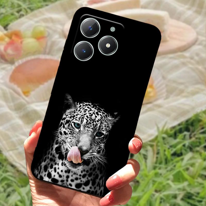 För Realme C61 4G Fodral Mode Tecknad Svart Silikon Mjuk TPU Baksida För Oppo Realme C63 Skyddande Fundas Coque Fodral