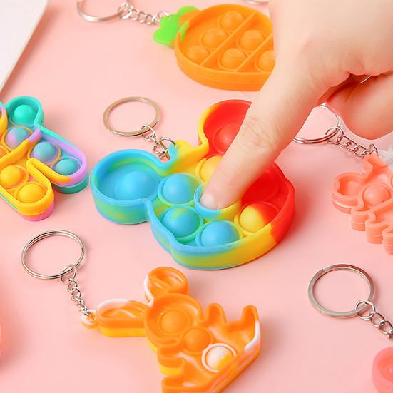 Bubble Popping Keychain Students Office Workers Stress Relief Push Bubble Key Ring Backpack Hanging Decoration Charm