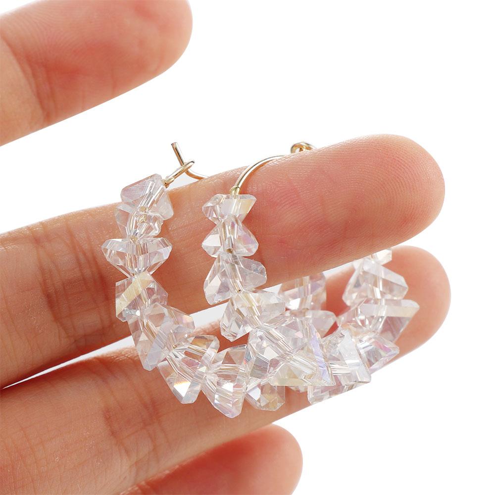 Girls Delicate Crystal Gift Round Acrylic Ear Studs Hoop Dangle Earring Jewelry Fashion Accessories