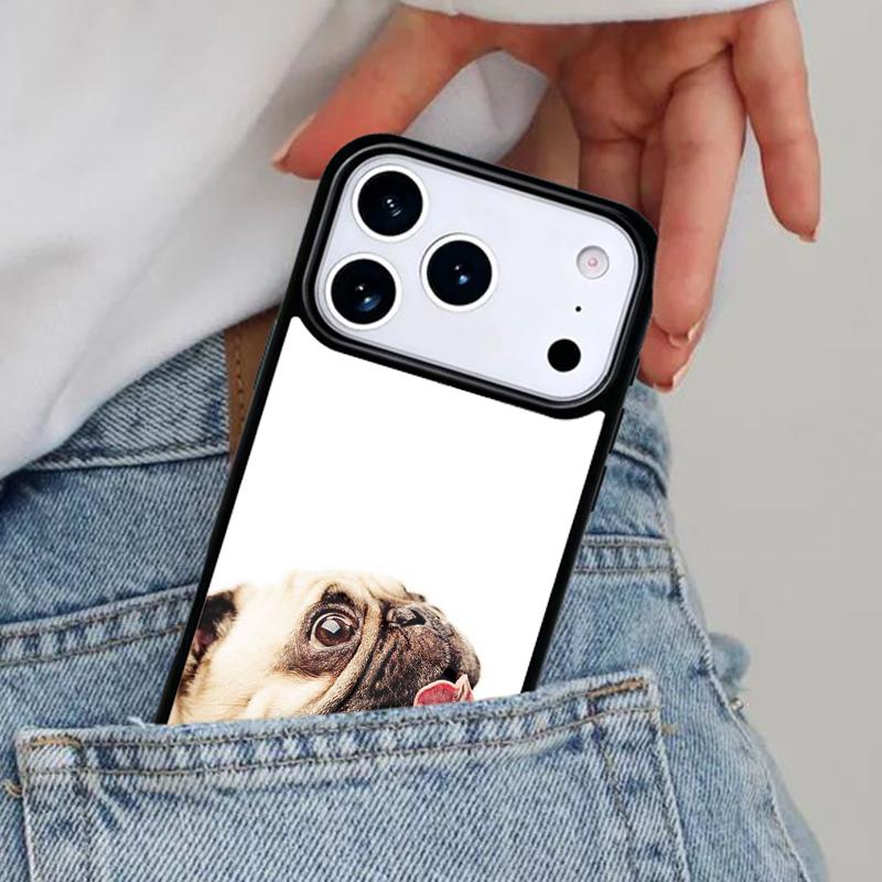 Coque de téléphone dessin animé drôle de chien Carlin pour iPhone 17ProMax 12 13 14 15 16e 17 Pro Max Plus Air Cover