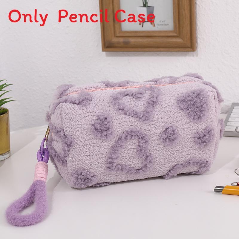 Plush Heart Storage Bag For Students With Large Capacity Handheld Organizer For School Supplies