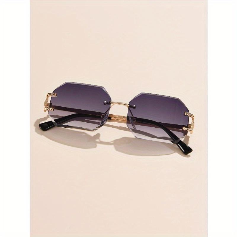 1pc Women's Metal Frameless Square Small Frame Hollow Design Vintage Sexy Elegant Decorative Fashion Glasses, Suitable For Daily, Holiday