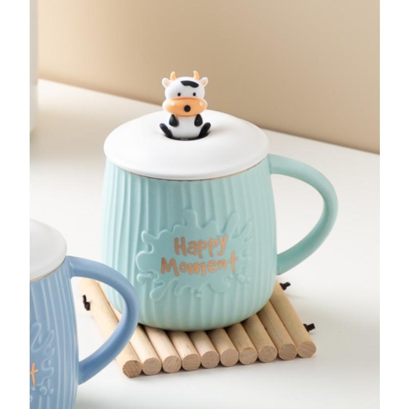 Kreative Niedliche Kuh Tasse mit Deckel Löffel Ins Stil Paar Tasse Geschenk Tasse Home Office Tasse