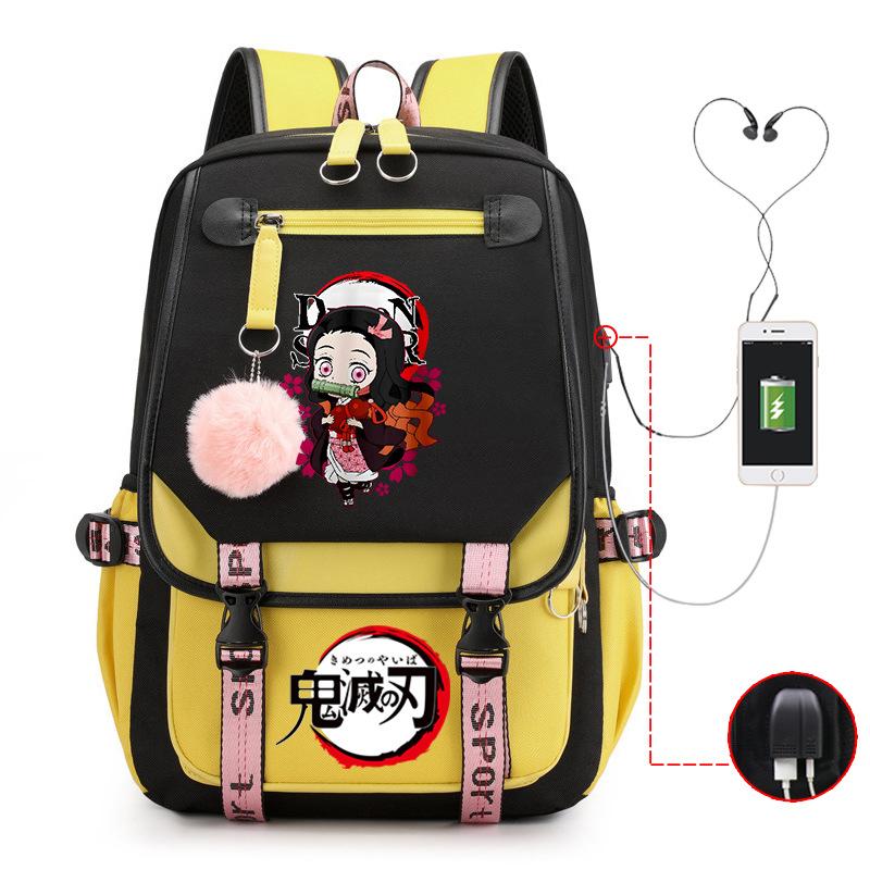 Ghost Annihilation Blade Grade 3-6 Junior High School Student High School Student School Bag Strap USB Multifunctional Backpack