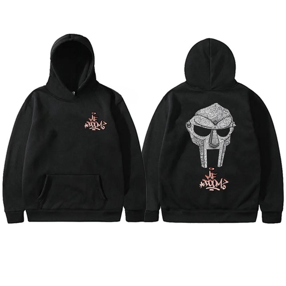 Rapper Mf Doom Madvillain Metal Mask Face Double Sided Print Hoodie Male Oversized Pullover Men's Rap Vintage Hoodies