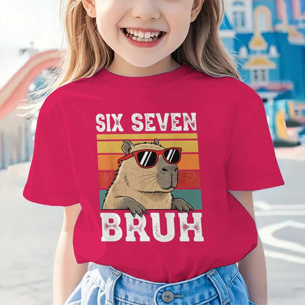 Kids T-Shirt Six Seven 67 Meme Graphic Print Boy and Girl Tees Top Summer Short Sleeve O Neck Casual Outdoor Kids Clothing