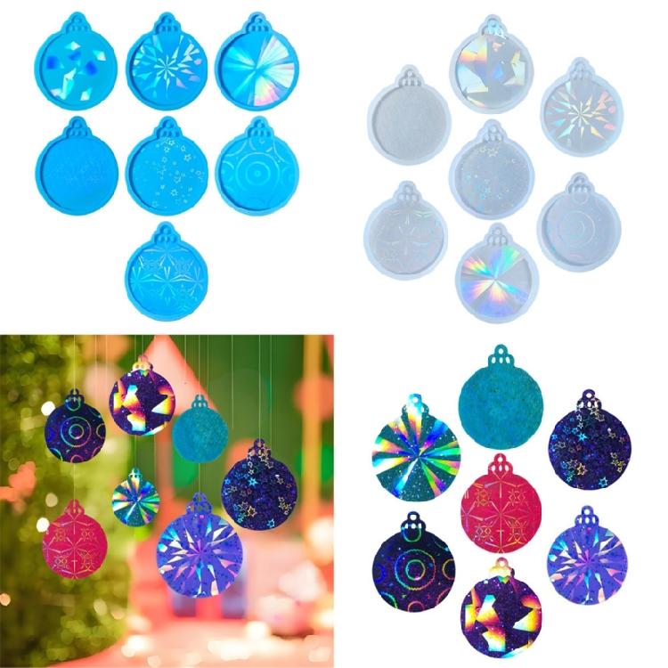 7Pcs Set Creative Round Silicone Molds for Resin Christmas Tree Decoration Moulds Jewelry Making Mold for Craft Projects