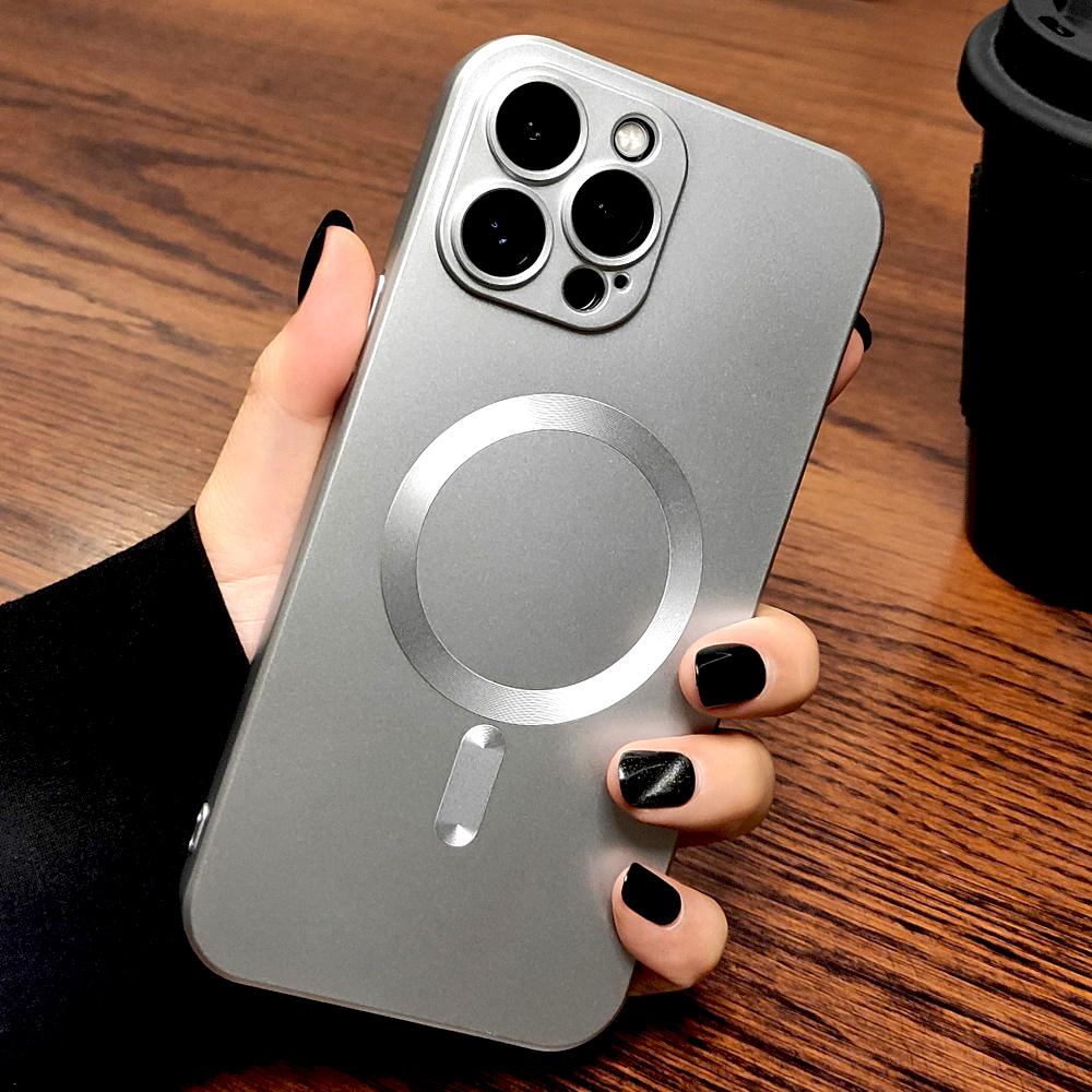 Capa Mate Macia de TPU de Luxo Para iPhone 16 15 14 13 12 11 Pro Max Plus 15Pro iPhone15 Para Magsafe Mag Safe Carregamento Sem Fio Capa