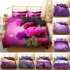 3D Digital Printing Bedding Set Bedroom Lavender Pastoral Scenery Quilt Cover Pillowcase Bedding Single Double Bed Full Size 2/3 Pieces Microfiber