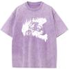 T-shirt Homme Imprimé Cycliste Coton Col Rond T-shirt Lavé Nouveauté Décontracté Ample T-shirt Décoloré T-shirt Décoloré Été
