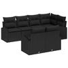 7 Piece Garden Sofa Set with Cushions Black Poly Rattan