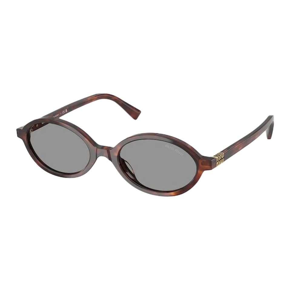 MIU MIU Logo Oval Sunglasses Unisex Sunglasses Tortoiseshell 0MU04ZS21C40O