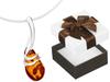 Short Silver Women's Necklace Drop With Amber Teardrop Choker Silver 38
