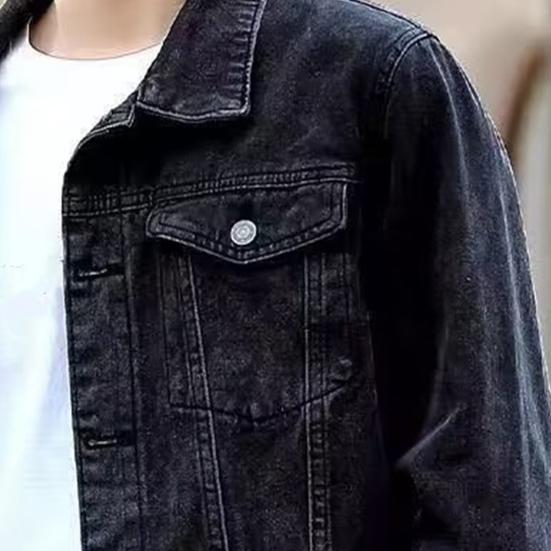 Men Jacket Denim Retro Hip Hop Style Loose Single-breasted Long Sleeve Lapel Multi Pockets Casual Streetwear Plus Size Men Coat