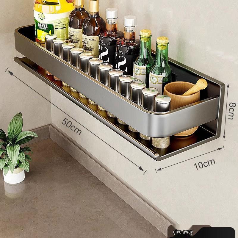 Punch-Free Wall-Mounted Kitchen Storage Rack for Seasonings