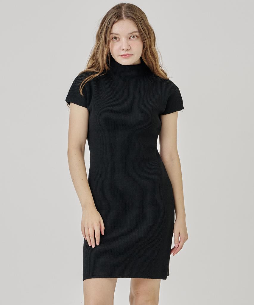 A Bon Half-Neck Mini Dress Gray