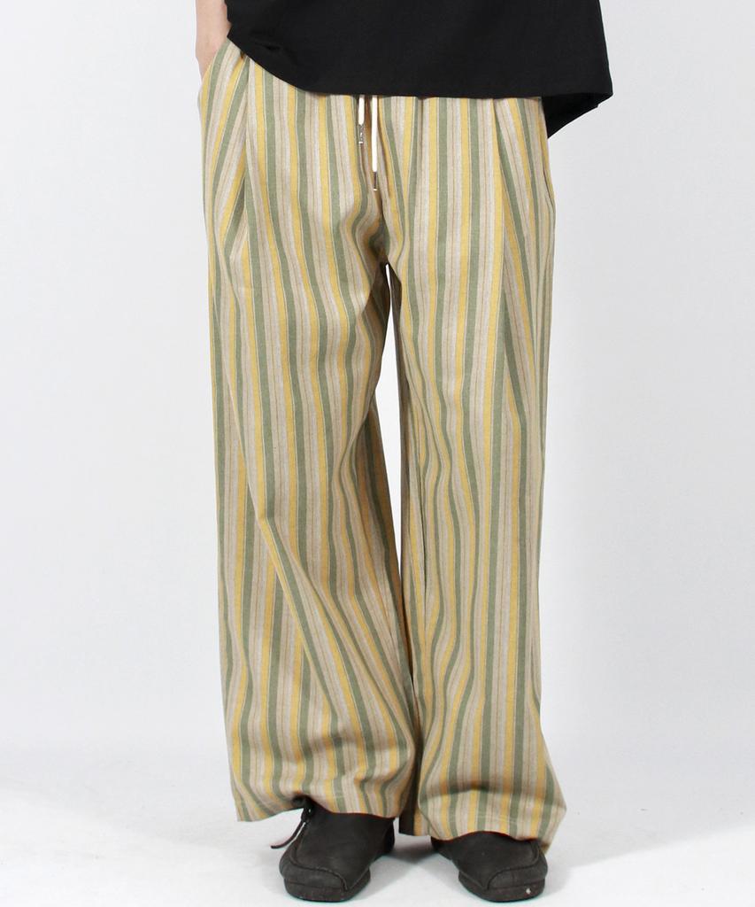 Deumakeu M Vintage Stripe Wide Pants Sage Green