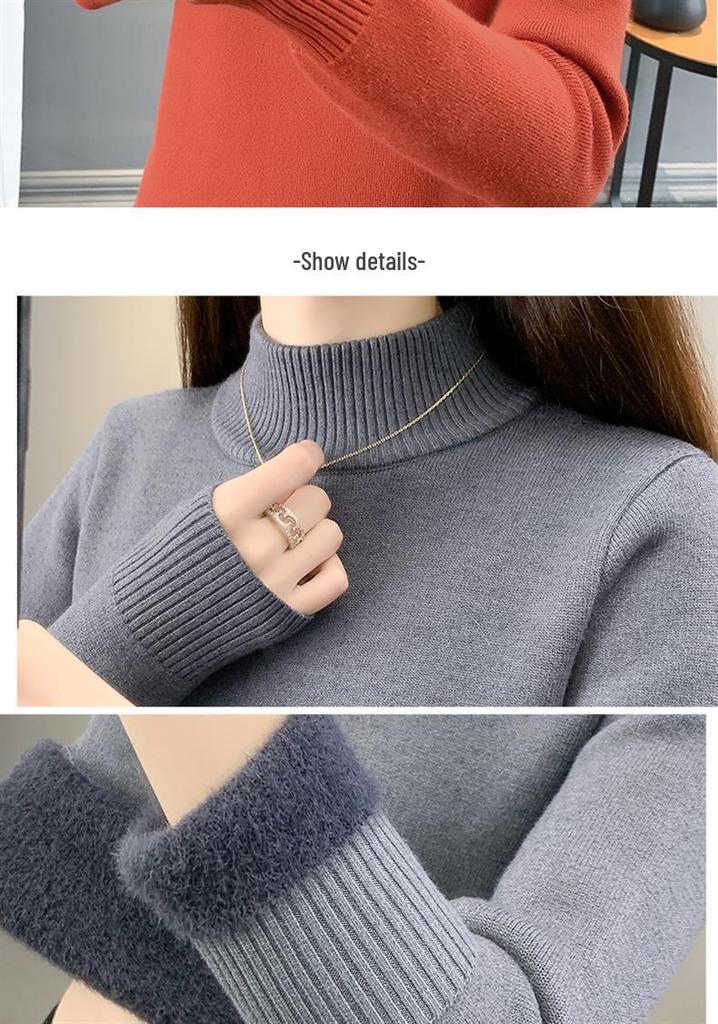 2025 Autumn/Winter Women's Thick High Collar Knit Sweater Base Layer