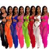 European and American Summer Sexy Solid Color Mesh Swimsuit Two-Piece Set for Women