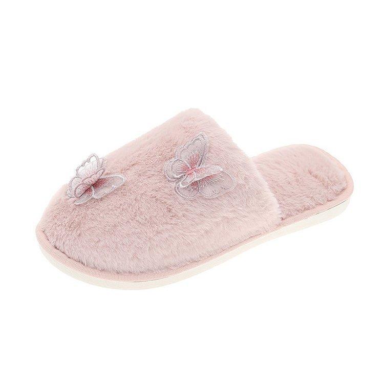 Ladies' New Winter Home Soft-soled Cotton Slippers, Outer Wear Plush Slippers, Baotou Hair Slippers